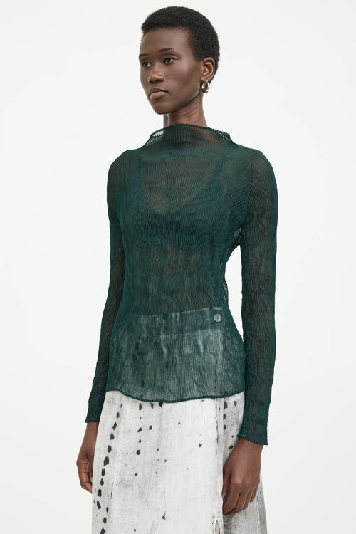 Issey Miyake Pleated Mock Neck Top