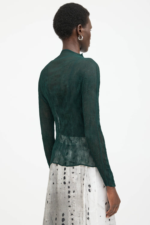 Issey Miyake Pleated Mock Neck Top
