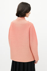 Issey Miyake Pink Ribbed Cowl Neck Sweater