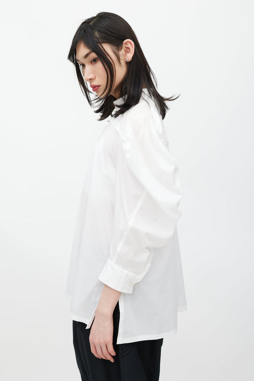 Issey Miyake White Puffed Sleeve Shirt