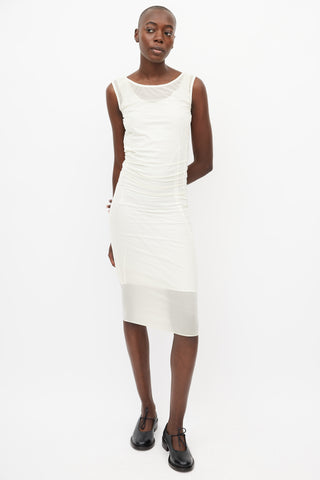 Issey Miyake White Sheer Layered Dress