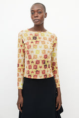Issey Miyake Yellow & Orange Mesh Long Sleeve Top