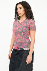 Issey Miyake Mesh Paisley V-Neck T-Shirt