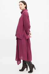 Issey Miyake 1980s Purple Melange Wool Shirt
