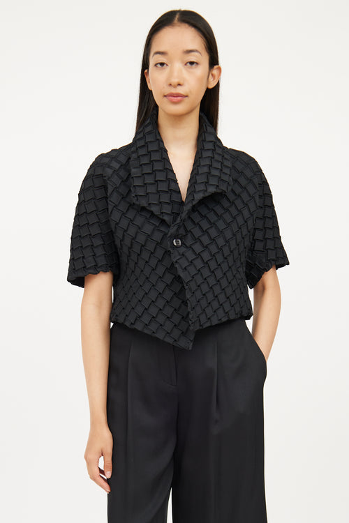 Issey Miyake Black Square Pleat Half Sleeve Jacket