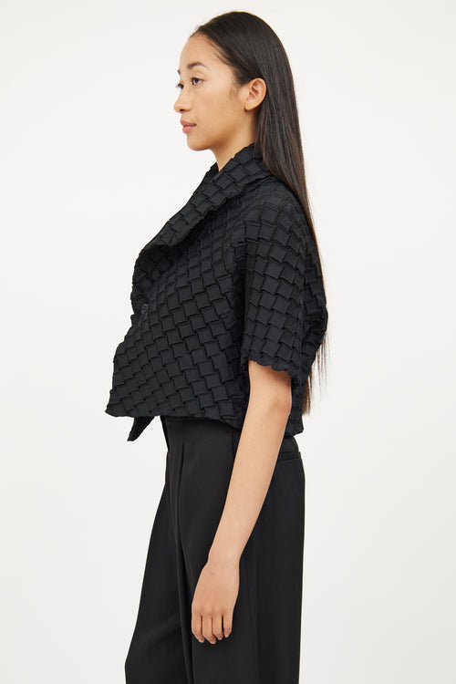 Issey Miyake Black Square Pleat Half Sleeve Jacket