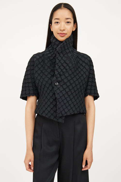 Issey Miyake Black Square Pleat Half Sleeve Jacket