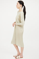 Pleats Please Issey Miyake Light Green Pleated Dress