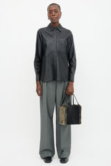 Issey Miyake Leather & Faux Fur Box Bag