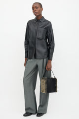 Issey Miyake Leather & Faux Fur Box Bag