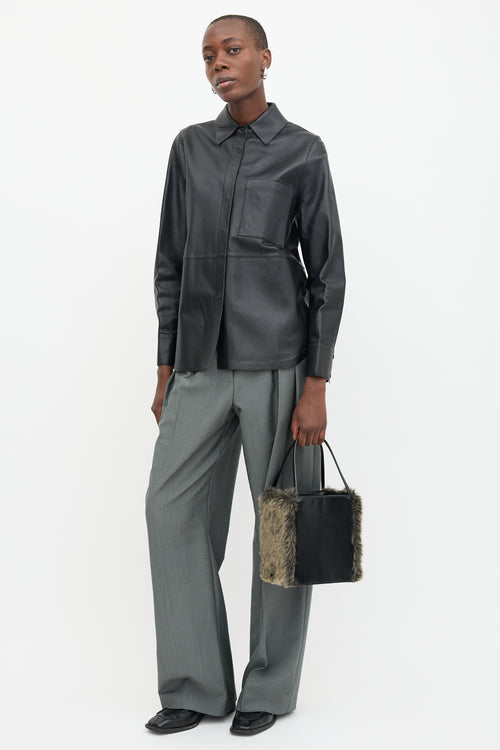 Issey Miyake Leather & Faux Fur Box Bag