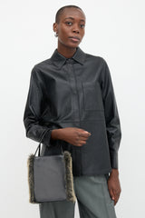 Issey Miyake Leather & Faux Fur Box Bag