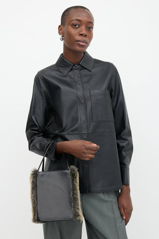 Issey Miyake Leather & Faux Fur Box Bag