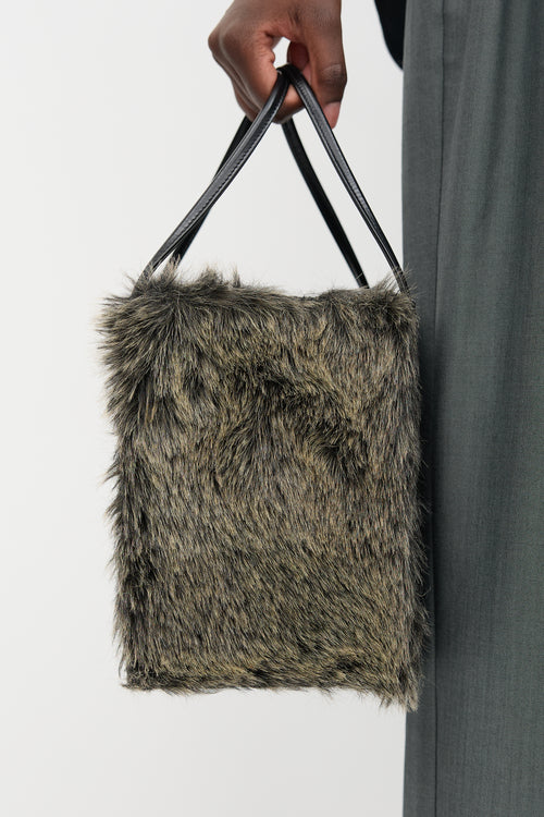 Issey Miyake Leather & Faux Fur Box Bag