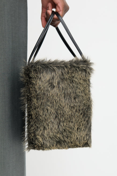 Issey Miyake Leather & Faux Fur Box Bag