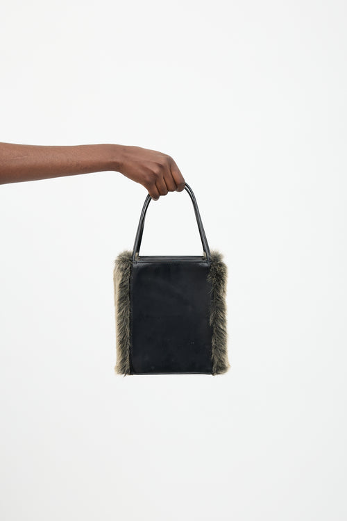 Issey Miyake Leather & Faux Fur Box Bag
