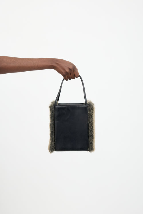 Issey Miyake Leather & Faux Fur Box Bag