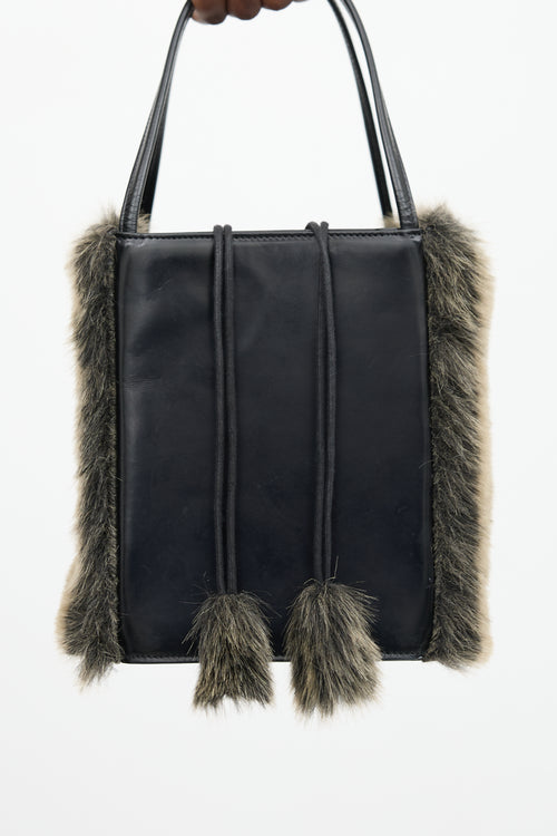 Issey Miyake Leather & Faux Fur Box Bag