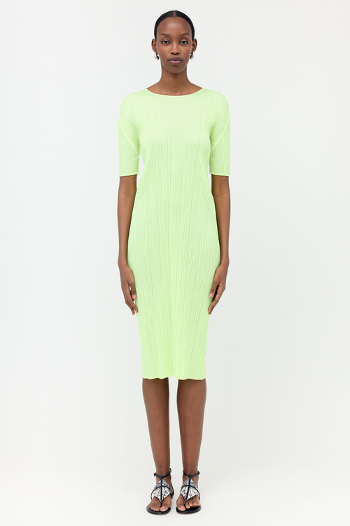 Pleats Please Issey Miyake Fluorescent Plissé Midi Dress