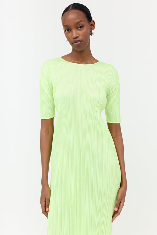 Pleats Please Issey Miyake Fluorescent Plissé Midi Dress