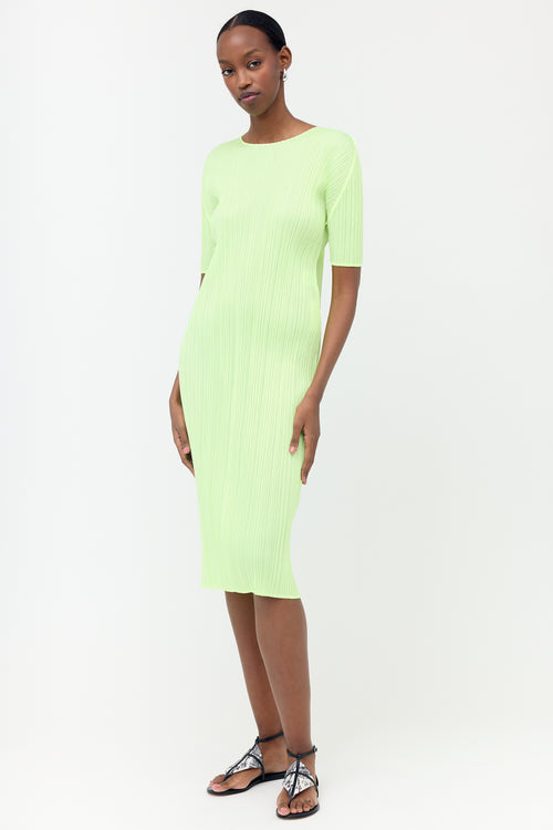 Pleats Please Issey Miyake Fluorescent Plissé Midi Dress