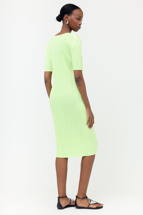 Pleats Please Issey Miyake Fluorescent Plissé Midi Dress