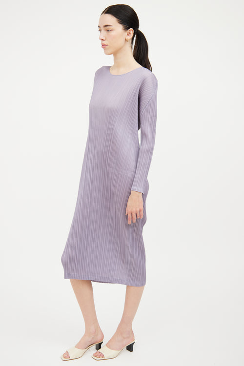 Pleats Please Issey Miyake Light Purple Pleated Dress