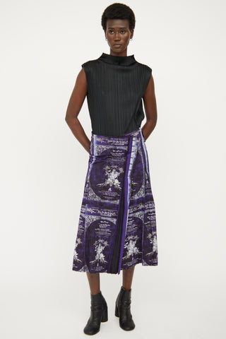 Issey Miyake Purple Graphic Skirt