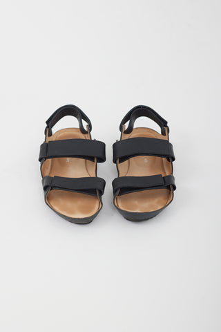 Issey Miyake X UN Black Leather Velcro Sandal