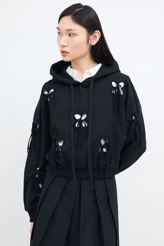 J.Kim Black Cut Out Petal Hoodie