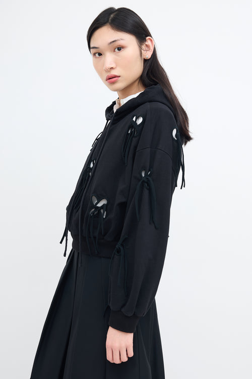 J.Kim Black Cut Out Petal Hoodie