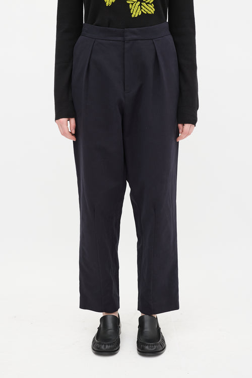 JW Anderson Navy Pleated Tapered Trouser