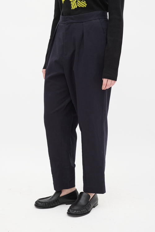 JW Anderson Navy Pleated Tapered Trouser