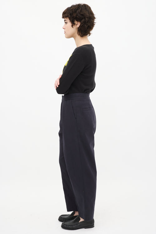 JW Anderson Navy Pleated Tapered Trouser