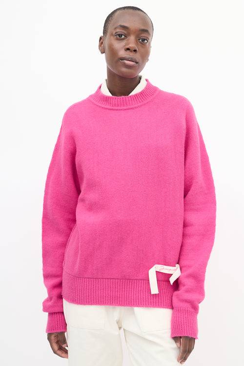 Jacquemus Pink Wool Grosgrain Logo Sweater