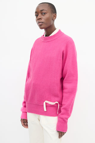 Jacquemus Pink Wool Grosgrain Logo Sweater