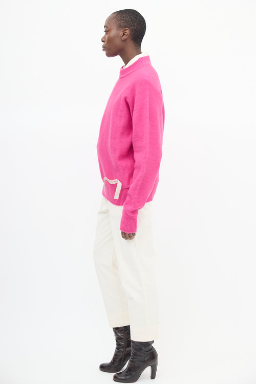 Jacquemus Pink Wool Grosgrain Logo Sweater