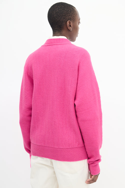 Jacquemus Pink Wool Grosgrain Logo Sweater