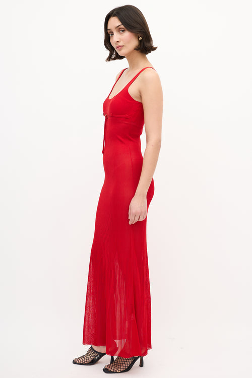 Jacquemus Red Ribbed La Robe Maille Oranger Dress