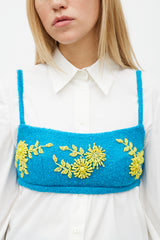 Prada Fall 17 Blue & Yellow Wool Beaded Crop Top