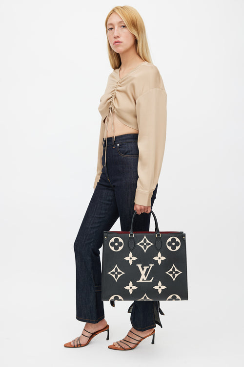 Louis Vuitton Black & Beige OnTheGo GM Monogram Empreinte Tote Bag