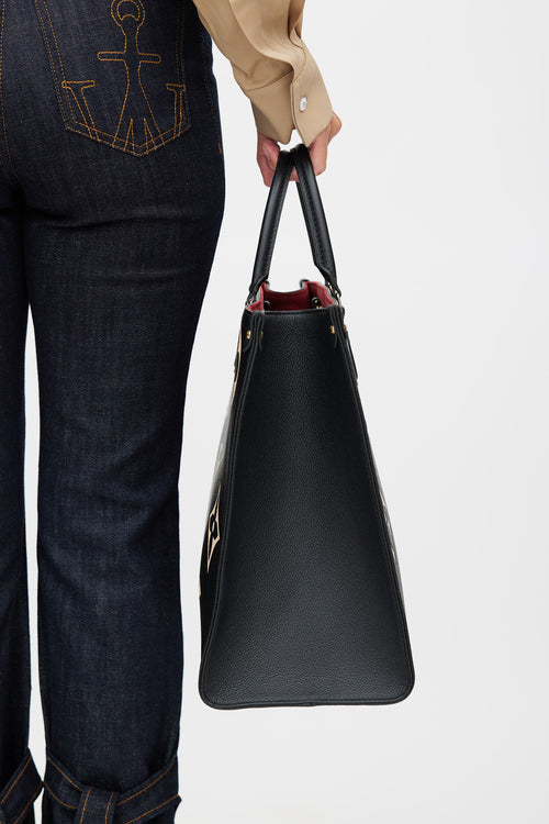 Louis Vuitton Black & Beige OnTheGo GM Monogram Empreinte Tote Bag
