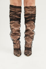 Jimmy Choo Pink & Black Mesh Overlay Boot