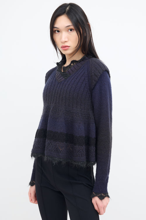 Jean Paul Gaultier Maille Femme Purple Wool Knit Sweater