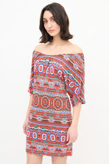 Jean Paul Gaultier Soleil Printed Off Shoulder Dress
