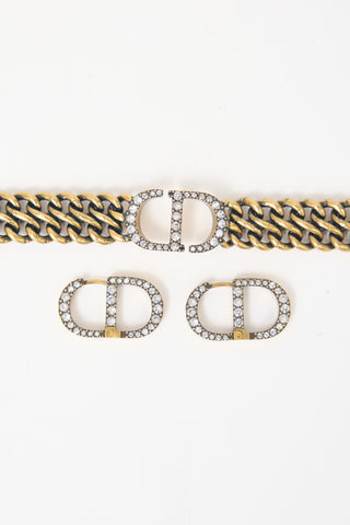 Dior Embellished CD Bracelet & Earring Set