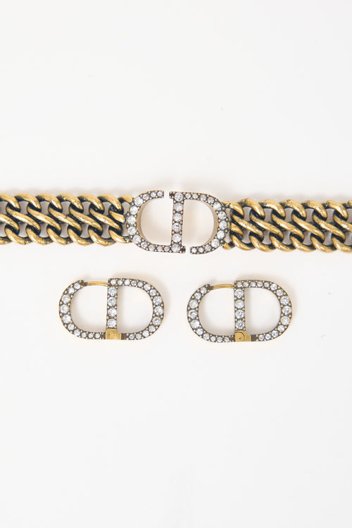 Dior Embellished CD Bracelet & Earring Set