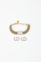 Dior Embellished CD Bracelet & Earring Set