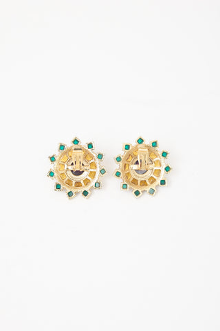 Carole Tanenbaum Vintage for VSP Cabochon Starburst Earrings