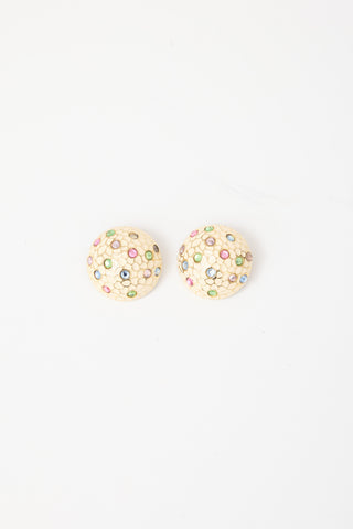 Carole Tanenbaum Vintage for VSP Enamel & Crystal Dome Earrings